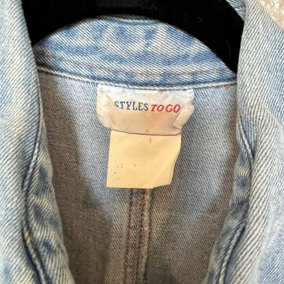 Styles to Go Denim Romper Shorts Size 11/12 Vintage Blue Jean Zip Pockets Button - Picture 6 of 9